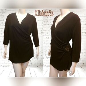 Chico's Studded Stars Triange Tunic Chocolate Chip Size 3 NWT